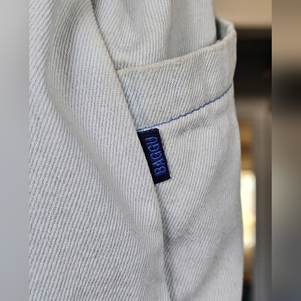 BAGGU Washed Denim Drawstring Backpack RARE - Picture 2 of 11